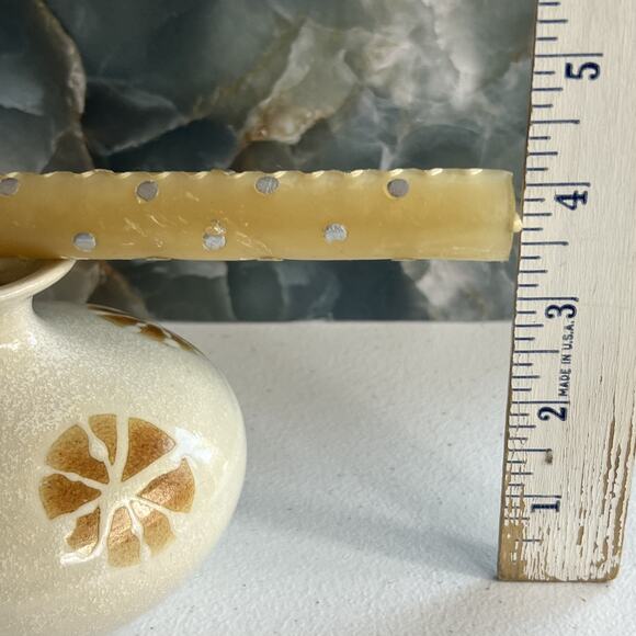 Pottery Decorative Vase Small Round Off White Yellow Flowers Glaze Home Decor - Picture 7 of 7